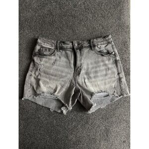 Judy Blue Distressed Denim Shorts Gray Raw Hem Women's XL